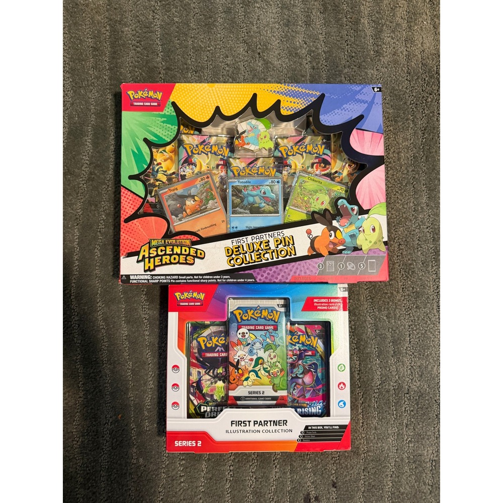 Pokemon TCG First Partner Deluxe Pin & Illustration Collection Series 2 Bundle